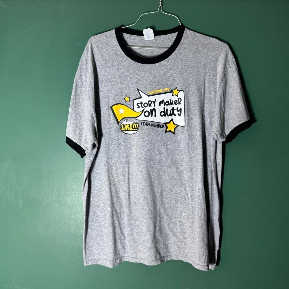 Port & Company Mens XL Grey Story Maker On Duty Ringer T-Shirt